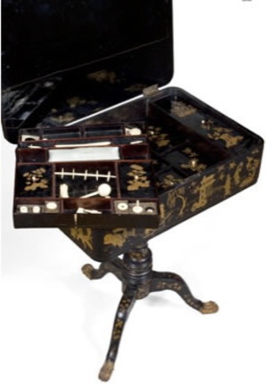 A George III Lacquered Sowing Table